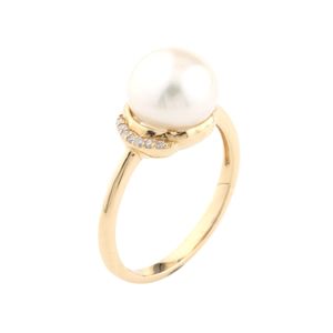 9K 14K 18K Solid Gold Ring Lab Grown Diamond Pearl Wedding Gold Rings for Women Freshwater Pearl LG Diamond ring Jewelry