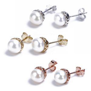 925 Sterling Silver Jewelry Gold Plated Earrings 925 Silver Stud Earrings Freshwater Pearl Earrings Stud Women Jewelry