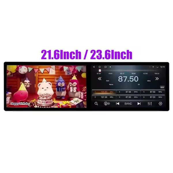 ZY 23.6/21.6 Inch Portable Dual Screen Android Car Radio GPS Navigation & Carplay Stereo System with DSP Function