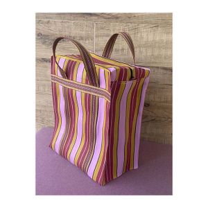 Custom Eco-Friendly Recycled Striped Premium Nylon Shopping Bag with Personalised Logo for Daily Travel