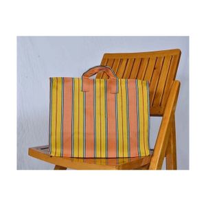 Durable Striped Recycled Nylon Shopping Tote with Fashionable Zippered Pocket Handle for Daily Travel Market Use Perfect Gift