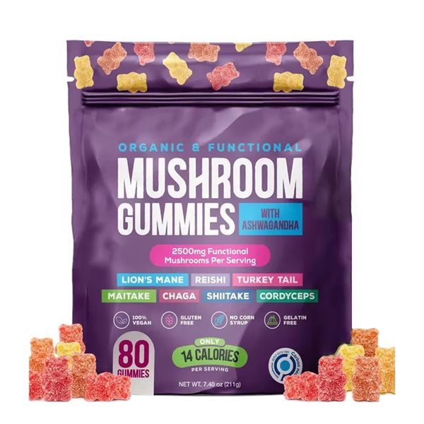 Private Label Mushroom Gummies Organic Nootropic Brain Supplement Mushroom Extract Booster Memory Energy Mushroom Gummies