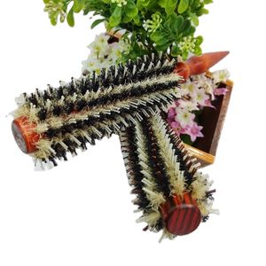 Manufacture Direct Selling Natural Wood Handle Heat Resistant Plastic Twill Hair Brush Salon Rolling Round Curling Comb