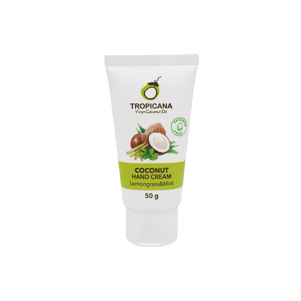 Tropicana Organic 50g Hand Cream with Coconut Oil and Shea Butter Lemongrass and Mint Scents Skin Care Tool