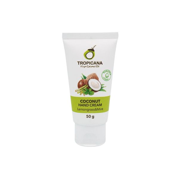 Tropicana Organic 50g Hand Cream with Coconut Oil and Shea Butter Lemongrass and Mint Scents Skin Care Tool