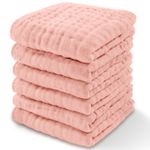 Customized Color Printing Six-Layer Organic Cotton Muslin Washcloth Baby Clothing - Dusty Rose - Pack of 6