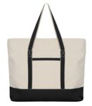 Deluxe Organic Cotton Tote Bag Heavy Canvas with Long Handle and Plain Zipper Closure Convenient Shopping Solution