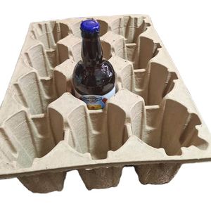 Custom Pulp Packaging Productos Biodegradable Shipping Tray for Beer Bottles Mold Pulp Protective Wine Bottle Shipper