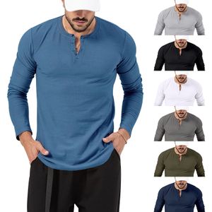 Spring and autumn new foreign trade clothing European and American men's t-shirt long-sleeved men's bottoming shirt men