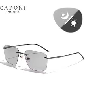 Rimless Ultralight Titanium Sunglasses Color-changing Polarized Glasses Driving Night Vision Sunglasses