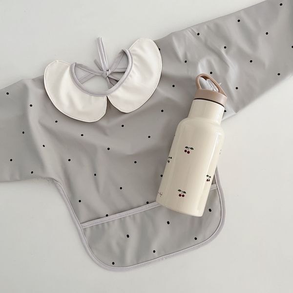 Custom Logo Tag Long Sleeved Smocked Clothing Baby Feeding Apron Bib Toddler Top Pocket Waterproof Smock Apron Bibs