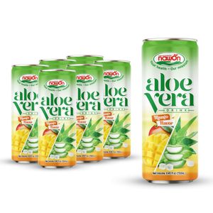 Vietnam Healthy Beverage Wholesale Supplier NAWON 250ml Canned Aloe Vera with Mango Juice Drinks Natural Aloe Vera Water Low MOQ