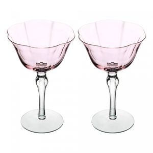Conjunto 2 Taças Coupe Lily 300ml Rosa e Cinza Vidro - Wolff