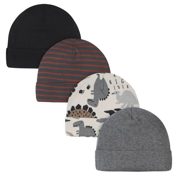Gerber Cute Dino Caps 4-Pack Printed Baby Boy Clothing