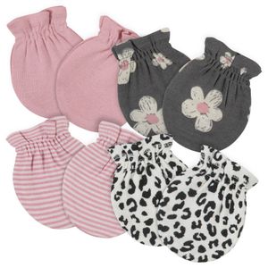 Gerber Girls No Scratch Mittens 4-Pack Leopard Print Baby Clothing