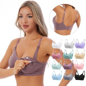 Front Open Plus Size Women Nursing Bra Maternity Breast Feeding Bra Breathable Seamless Sleeping Top for Pregnant Woman