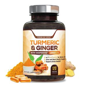 Pure Natural Non-GMO Curcumin Vegetarian Capsules Healthcare Supplement to Support Joint Heart Brain Health