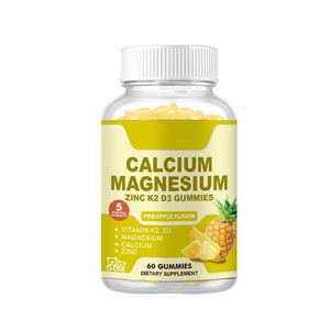 OEM ODM Private Label Calcium Magnesium Zinc K2 D3 Gummies Pineapple Flavor Minerals Trace Elements Vitamins Gummy Candy