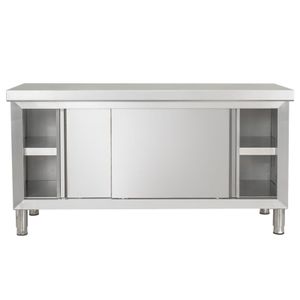 Factory Direct Sales Stainless Steel Worktable 201 Sliding Door Kitchen Machines Workbench for Hotel & Restaurant Use
