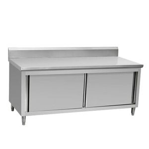 Economical 304 Stainless Steel Worktable for Kitchen Machines Thin Sliding Door Workbench with Backrest for Hotels & Restaurants