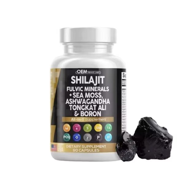 OEM ODM All 1 Fulvic Minerals Capsules Adult Healthcare Supplement Shilajit Sea Moss Tongkat Ali Fulvic Acid Extract