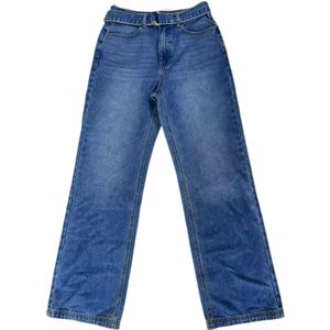 2025  Casual Belt Washed jeans pants  whisker  straight Jeans OEM ODM  Pants for Women