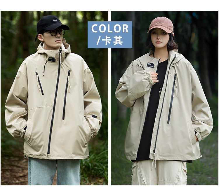 Wholesale High Quality Couple Trench Coat Jacket Stand Collar Zip Closure Spring Casual Hooded Placket OEM Service for Europe