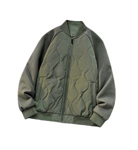 2024 Autumn Men's Cotton Jacket New Plush Thick Windbreaker with Stand Collar and Casual Coat Style Insert Shoulder Sleeve