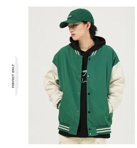 Men's Loose-Fit Cardigan Jacket Stand Collar Winter Baseball Uniform Style Casual Outer Top for Autumn Spring Couples Collection