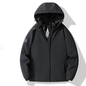 Wholesale Men's Outdoor Jackets Custom Logo Autumn Oversized 100% Polyester Hooded Detachable Windproof Zipper Plus Size