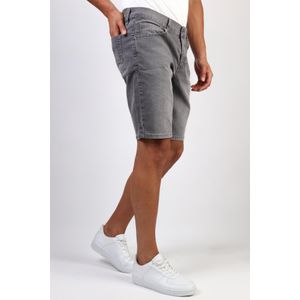 Men's Grinded Comfortable Cut Flexible Lycra Gray Denim Jean Shorts Hlt1944k