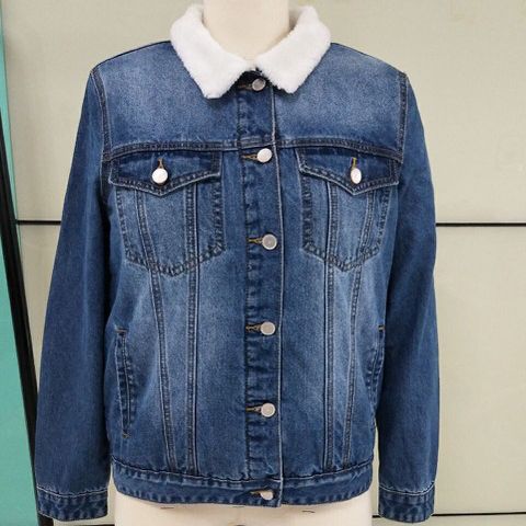 Lady Denim Fake Fur Lining Jacket