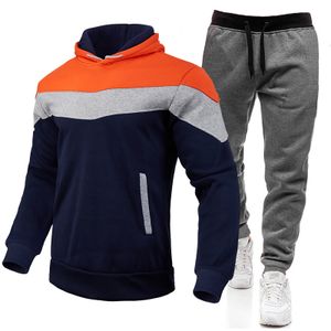 HR92 Men's Color Matching Sweatshirt Suit Spot Casual Hooded Color Matching Jacket Autumn and Winter Wear