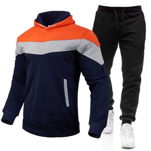 HR88 Men's Color Matching Sweatshirt Suit Spot Casual Hooded Color Matching Jacket Autumn and Winter Wear