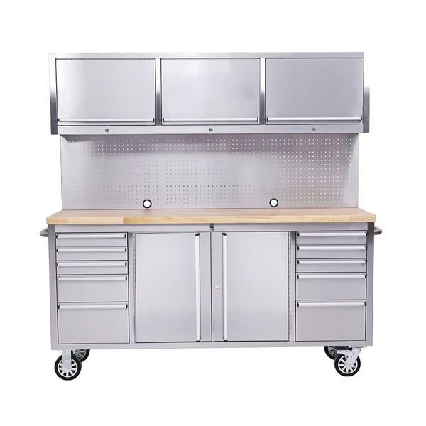 Supplier 430 Stainless Steel Tool Cabinet Utility Cabinet Hardware Store Cabinets Anti Deformation 72 Inch Tool Chest