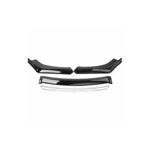 Universal 4-Piece Front Lip and Bumper Attachment White and Piano Black for Tuning Interior & Exterior Parts
