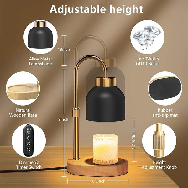 Wholesale Aromatherapy Dimmable Indoor Candle Warmer With Timer and Dimmer Height Adjustable Wood Candle Warmer With logo