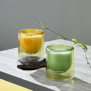 Luxury 8oz/10oz/12oz Double Wall Borosilicate Glass Candle Jars Custom Private Label Soy Wax Vessels for Scented Candles