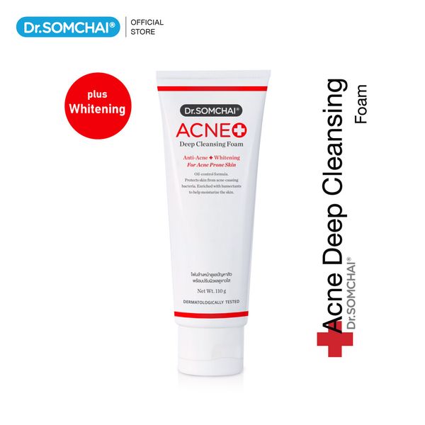 Dr.Somchai 110g Whitening Plus Premium Anti-Acne Oil Cleaner Deep Gentle Cleansing Foam for All Skin Types Beauty Personal Care