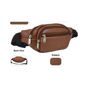 Modern Stylish Vintage Leather Waist Bag with Open Closure Spacious Belt Pouch for Travel Work and Everyday Essentials