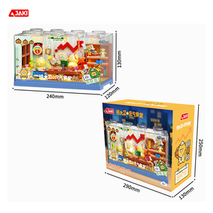 JAKI New Building Block Set David Bear Display Scene Block Set Kids Educational Transparent Display Toy for Kids