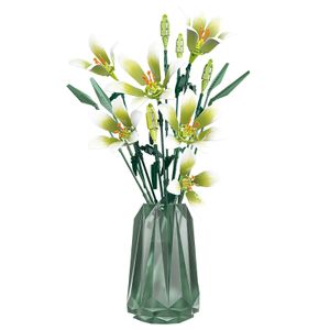 JAKI White Lily Flower Building Block Brick Sets Kids Construction Toy Eternal Flowers Decoration Bouquet for Children