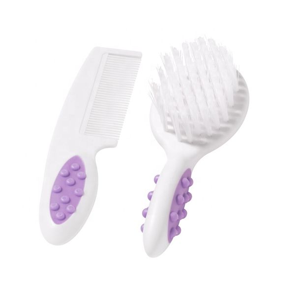 Easy Grip with Soft Nylon Bristles Baby's Hair Kids Grooming Kit Toddler Hair Brush Portable Baby Comb & Brush Set
