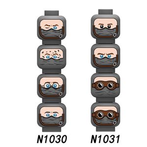 MOC WW2 Military Soldiers Head Accessories Building Blocks Blue Eyes Army Minifigs Expression Body Parts DIY Bricks Toys