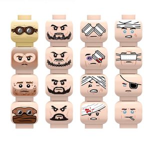 WW2 Military Minifigs Expression Building Blocks Soldiers Injuried Head Mini Action Figures Body Parts Accessories Bricks Toys