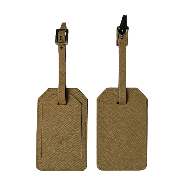Italian Custom Colors Regenerated Leather luggage tag with Brand Logo Print Wholesale silver colored buckle for hospitality