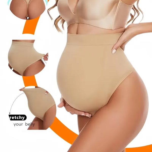 Women's Seamless Stretch High-waisted Maternity Thong UnderwearHigh Waisted No Panty Lines Shapewear for Dresses & Formal Wear
