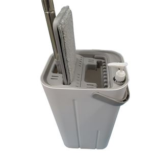 BNcompany 360 Microfiber Floor Mop Flat Quick Clean Water Squeeze Bucket with Steel Pole for Dry and Wet Cleaning at Home