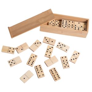 28 Bamboo Dominoes Table Game Solid Wood Wooden Building Blocks Toy for Party Bar Home Use