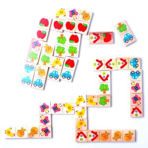 28-piece Wooden Children's Puzzle Solitaire Early Education Garden Cognition Domino Board Game for Kindergarten Toys